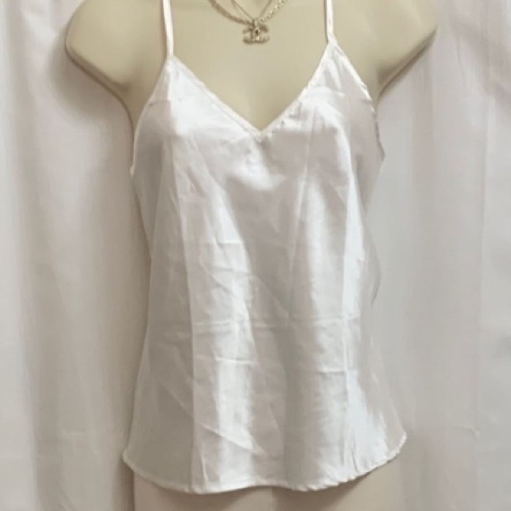 Little White Tank Top Silky Satin Camisole